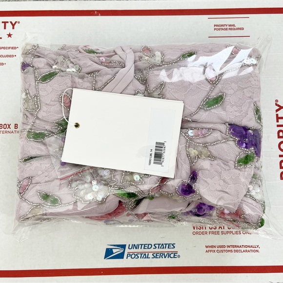 Mac Duggal Embellished Lace Sleeveless V-Neck Gown Lilac Multi 10893 - Picture 14 of 14